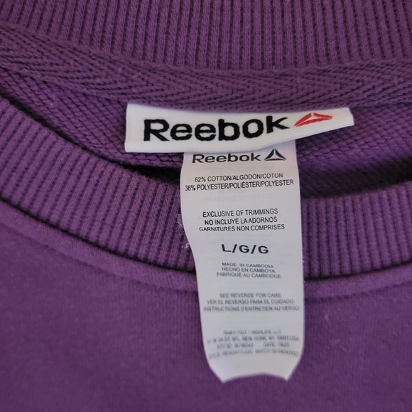 Y2K Reebok Women's Large Purple Crewneck Long Sleeve Sweatshirt Side Zip 20s D9 - Picture 4 of 6